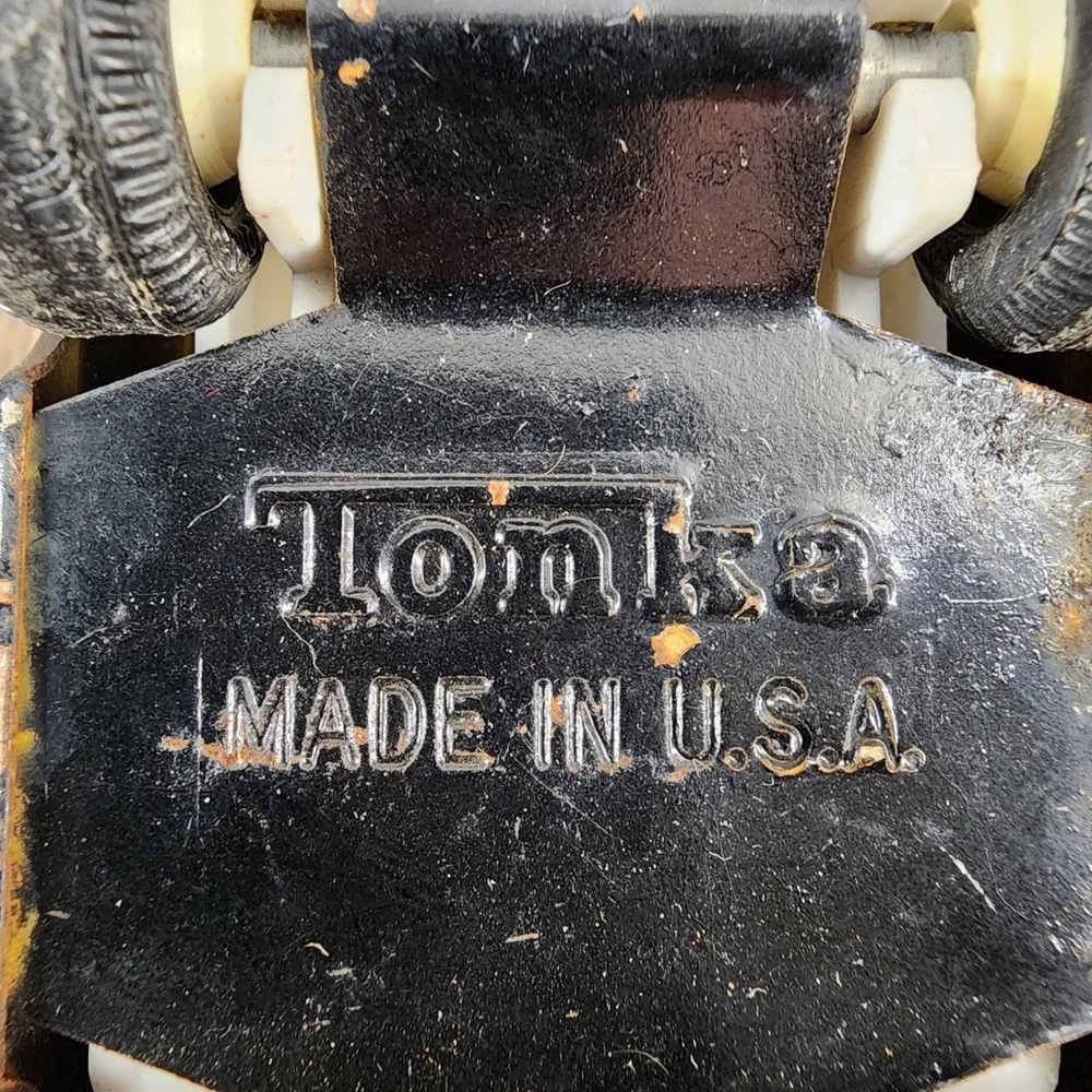 Vintage Tonka Black Pressed Steel Pickup Truck White Bed Yellow Window USA 4.25